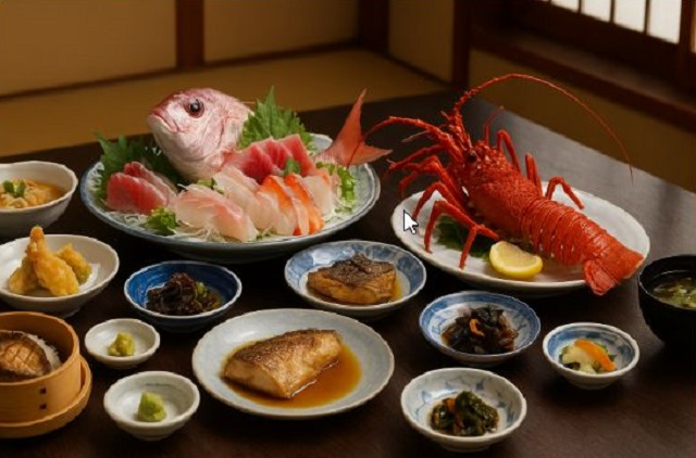豪華な料理の宿