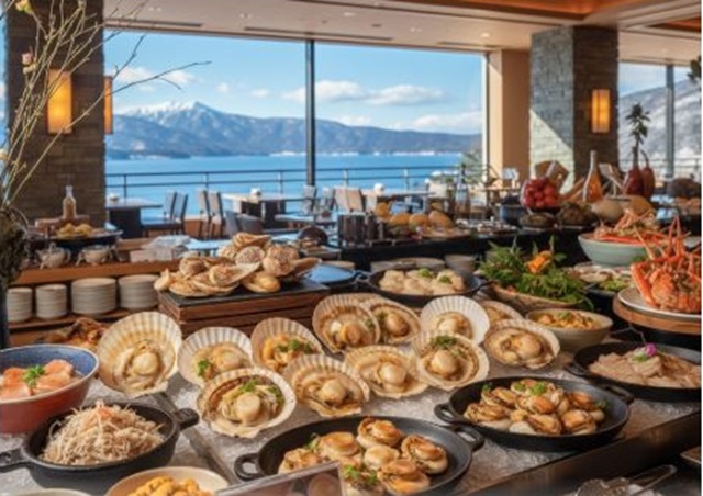 ホタテ食べ放題のバイキング